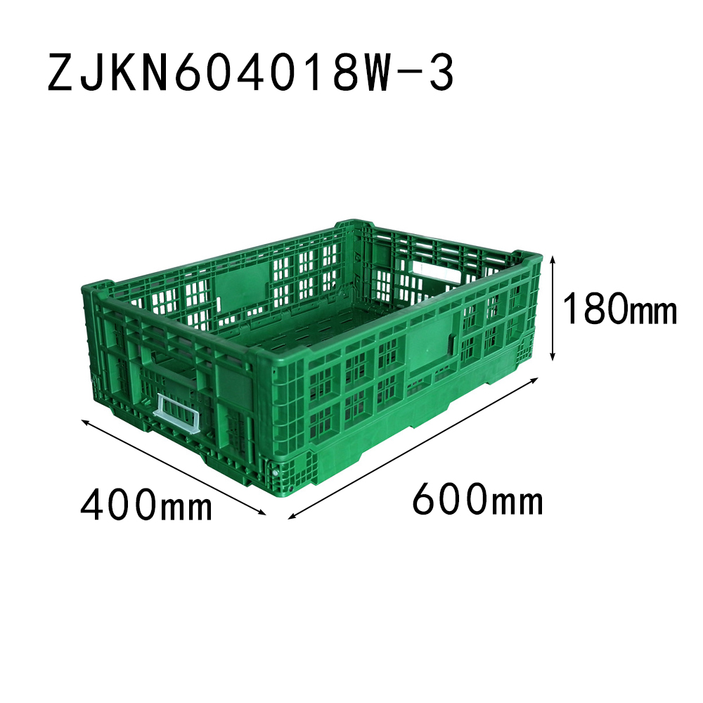 ZJKN604018W-3 fruit use PP material vented type plastic collapsible  crate