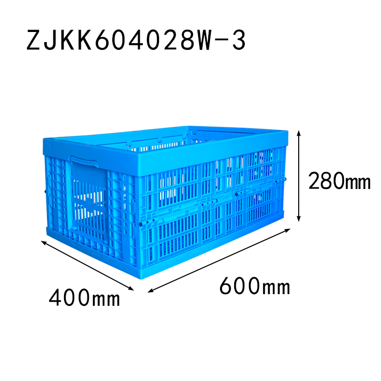 ZJKK604028W-3 fruit use PP material vented type plastic collapsible  crate