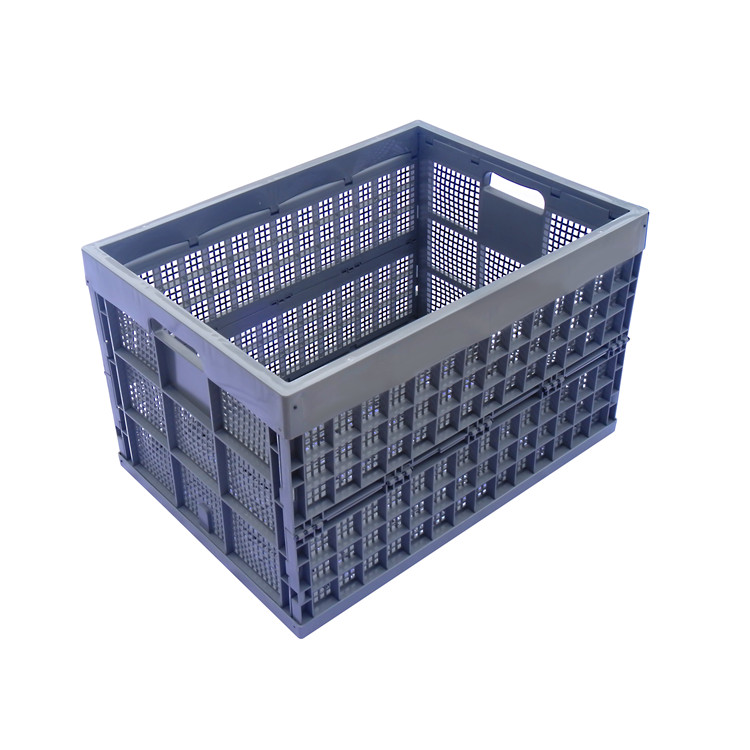 gray color 800*580*500mm vented type plastic collapsible crate foldable storage box