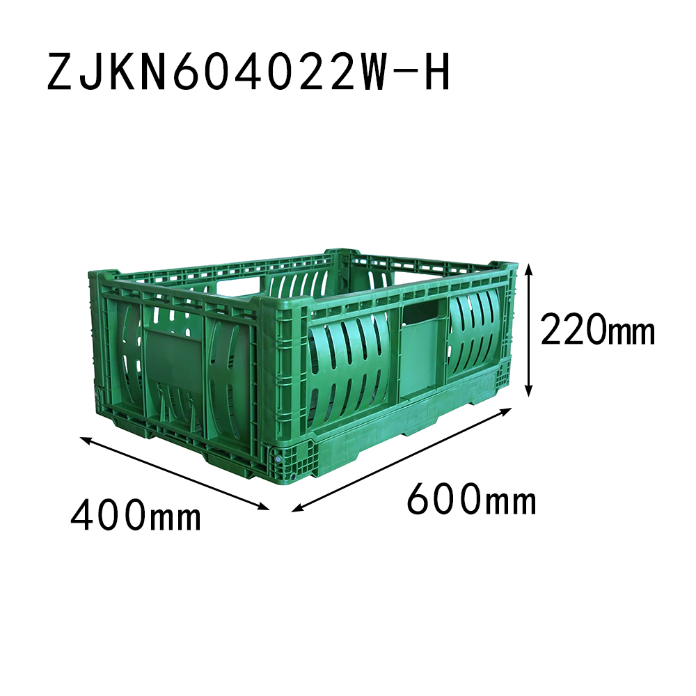 ZJKN604022W-H fruit use PP material vented type plastic collapsible  crate