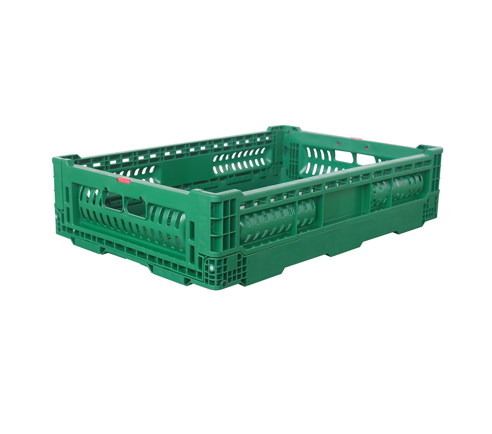 ZJKN604014W-HS 600*400*140 mm fruit use PP material vented type plastic collapsible  crate for fruit