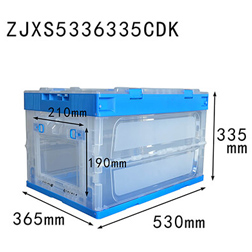 530*360*335 MM with top cover plastic material collapsible crate with front open