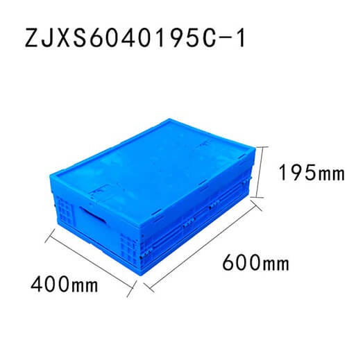 600*400*195 mm foldable storage bin with lid plastic collapsible crate