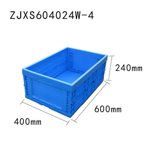 600*400*240 mm factory use foldable storage bin plastic material collapsible crate without lid